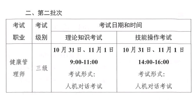 健康管理師第二批考試時(shí)間