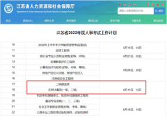 據(jù)人社廳發(fā)布：2022年江蘇二級(jí)建造師考試時(shí)間在6月11日、12日進(jìn)行